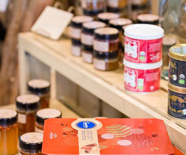 Retail Shop includes French Candy, French Linen, Fun Bar Mixers, Home Gifts, Cards, Fresh Flowers, French Pate & Spreads  